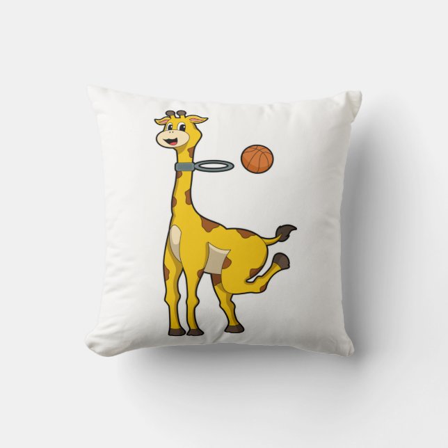 Giraffe at Basketball with Basketball hoop Cushion (Front)