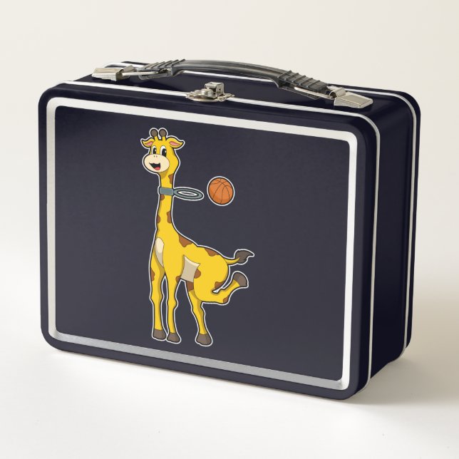 Giraffe at Basketball with Basketball hoop Metal Lunch Box (Front)