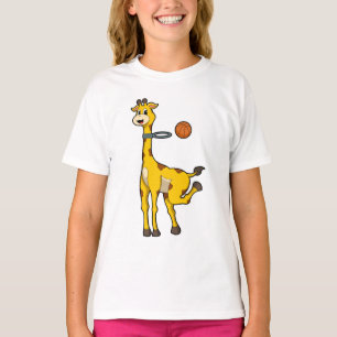 Giraffe at Basketball with Basketball hoop T-Shirt