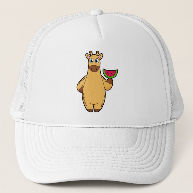 Giraffe at Eating with Watermelon Trucker Hat (Front)