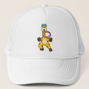 Giraffe at Fitness with Swing ring Trucker Hat