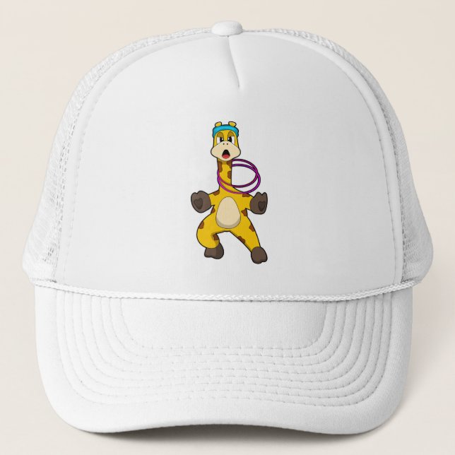 Giraffe at Fitness with Swing ring Trucker Hat (Front)
