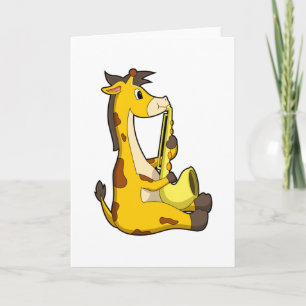 Giraffe at Music with Saxophone.PNG Card