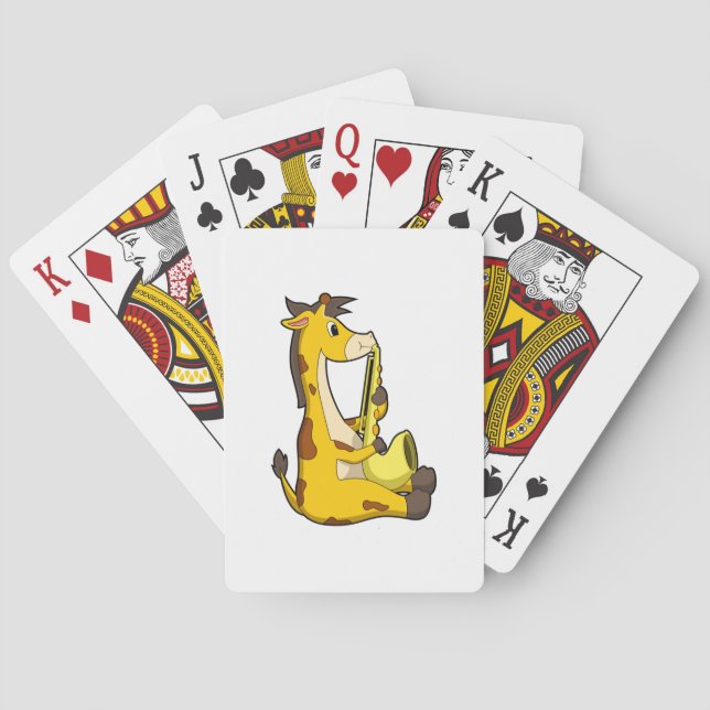 Giraffe at Music with Saxophone.PNG Playing Cards (Back)
