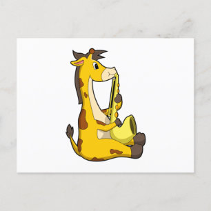 Giraffe at Music with Saxophone.PNG Postcard