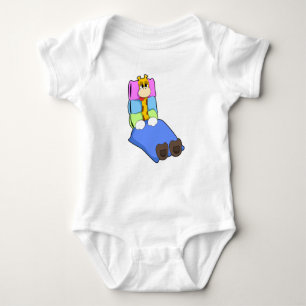 Giraffe at Sleeping with Blanket & Pillow Baby Bodysuit