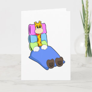 Giraffe at Sleeping with Blanket & Pillow Card