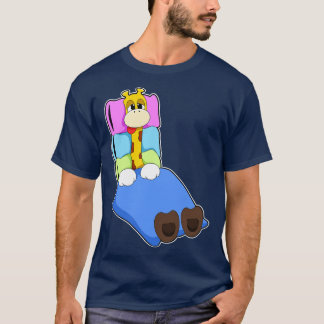 Giraffe at Sleeping with Blanket Pillow T-Shirt