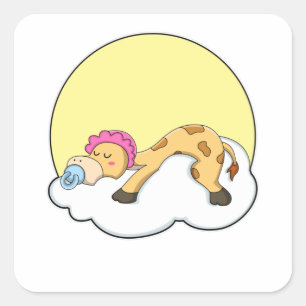 Giraffe at Sleeping with Cloud & Sun Square Sticker