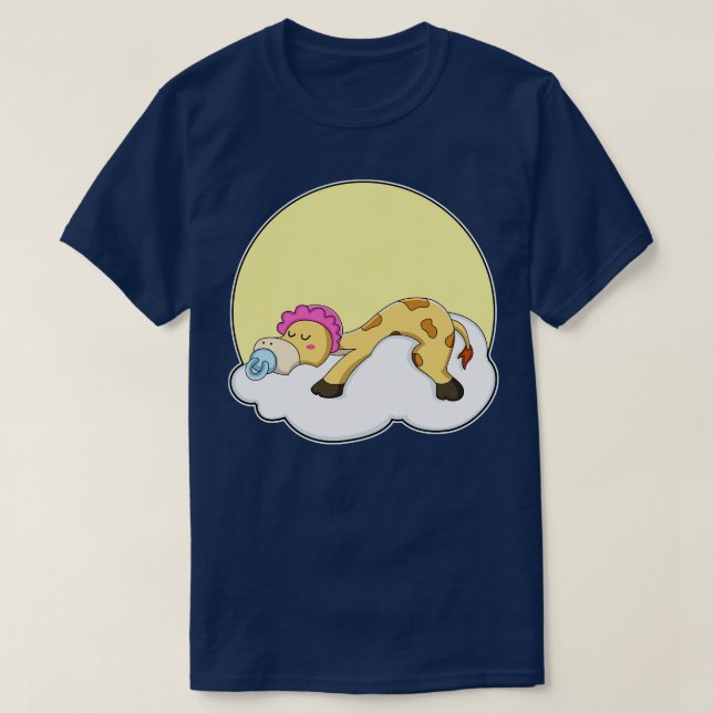 Giraffe at Sleeping with Cloud Sun T-Shirt (Design Front)