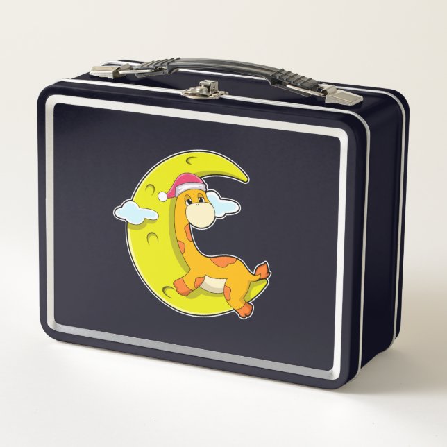Giraffe at Sleeping with Moon Metal Lunch Box (Front)