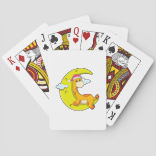 Giraffe at Sleeping with Moon Playing Cards