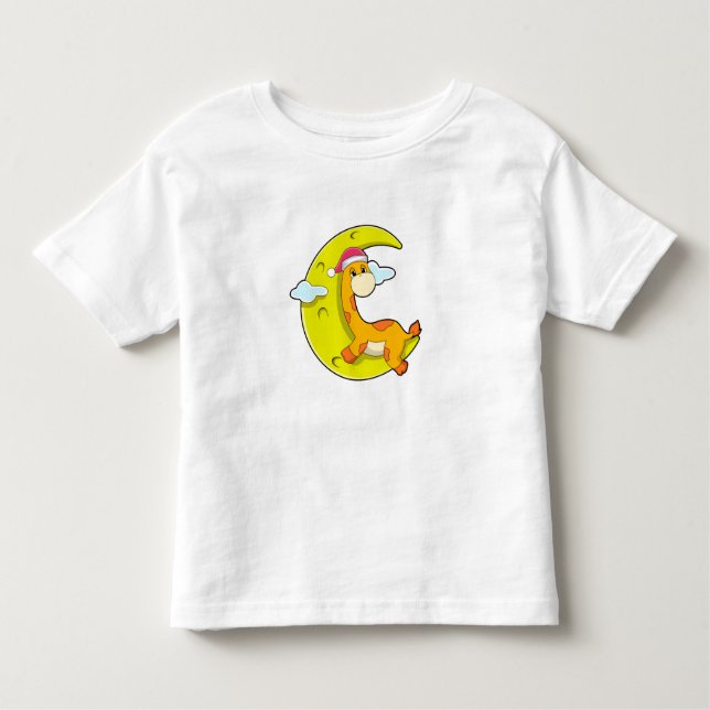 Giraffe at Sleeping with Moon Toddler T-Shirt (Front)