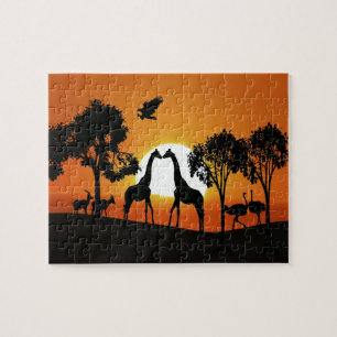 Giraffe at sunset jigsaw puzzle