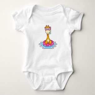 Giraffe at Swimming with Snorkel Baby Bodysuit