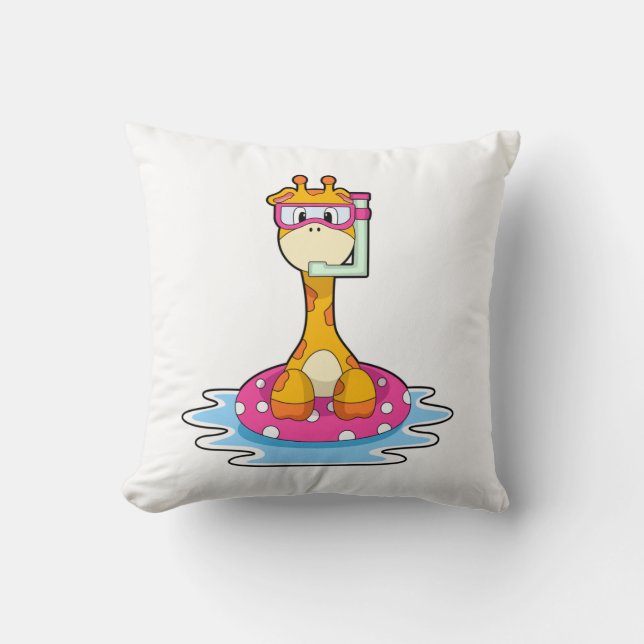 Giraffe at Swimming with Snorkel Cushion (Front)