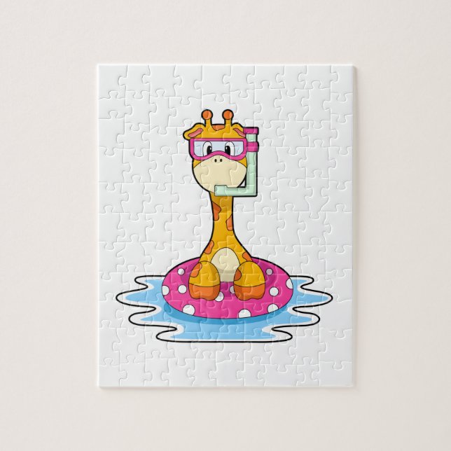 Giraffe at Swimming with Snorkel Jigsaw Puzzle (Vertical)