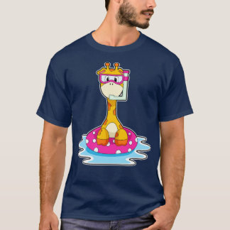 Giraffe at Swimming with Snorkel T-Shirt