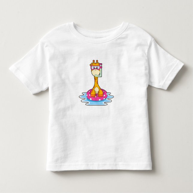 Giraffe at Swimming with Snorkel Toddler T-Shirt (Front)