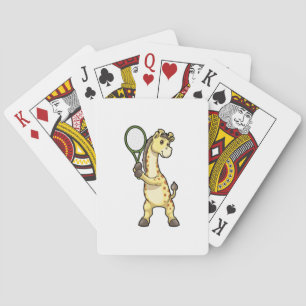 Giraffe at Tennis with Tennis racket Playing Cards