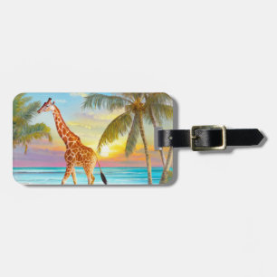Giraffe at the Beach Tropical Luggage Tag