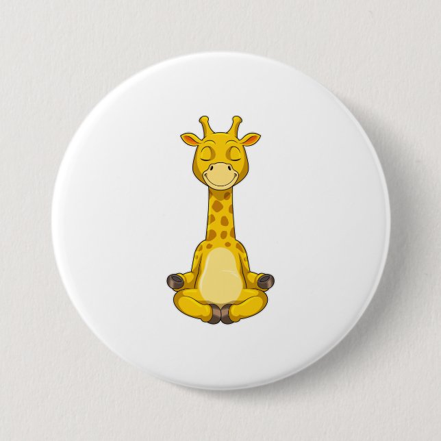 Giraffe at Yoga Meditation 7.5 Cm Round Badge (Front)
