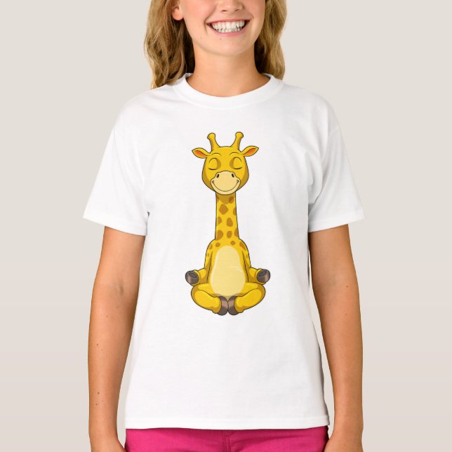 Giraffe at Yoga Meditation T-Shirt (Front)