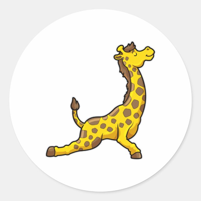Giraffe at Yoga Stretching exercises Leg Classic Round Sticker (Front)