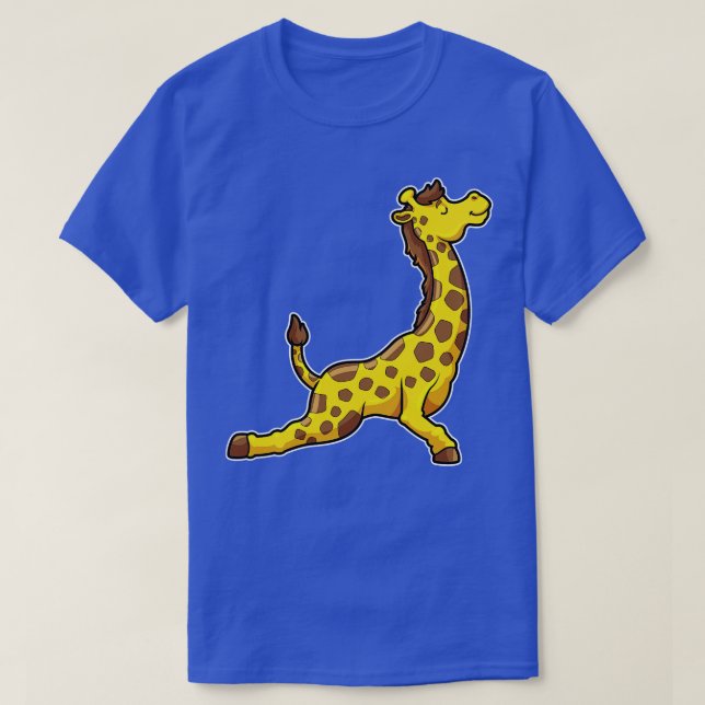 Giraffe at Yoga Stretching exercises Legs Neck T-Shirt (Design Front)