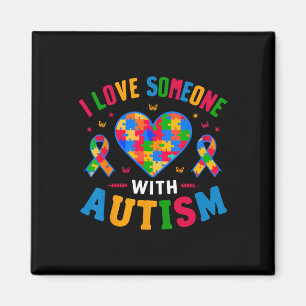 Giraffe Autism Awareness I Love Someone With Autis Magnet