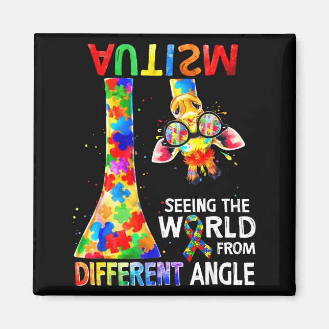 Giraffe Autism Awareness Seeing World Different Magnet (Front)