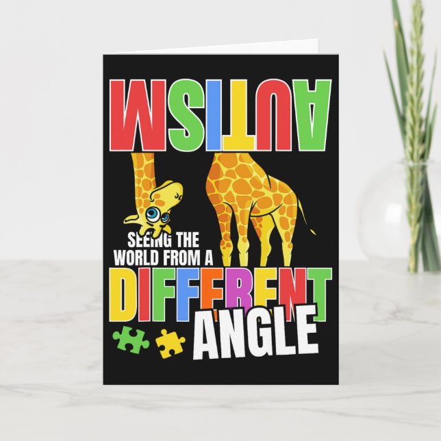 Giraffe Autism Funny Seeing The World From Differe Card (Front)