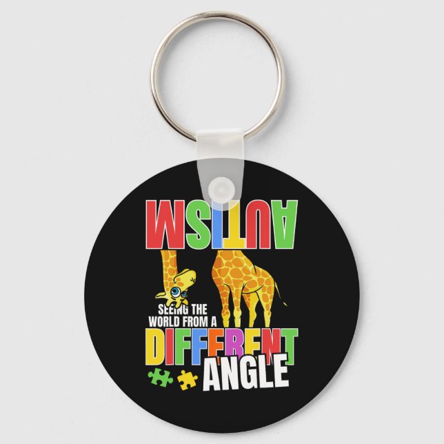 Giraffe Autism Funny Seeing The World From Differe Key Ring (Front)