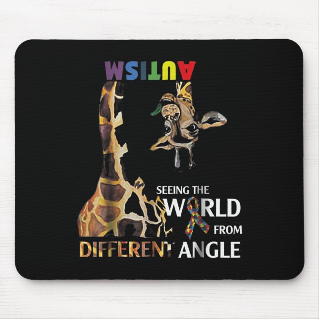 Giraffe Autism Seeing The World From Different Ang Mouse Pad (Front)