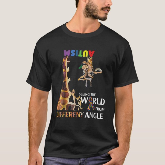 Giraffe Autism Seeing The World From Different Ang T-Shirt (Front)