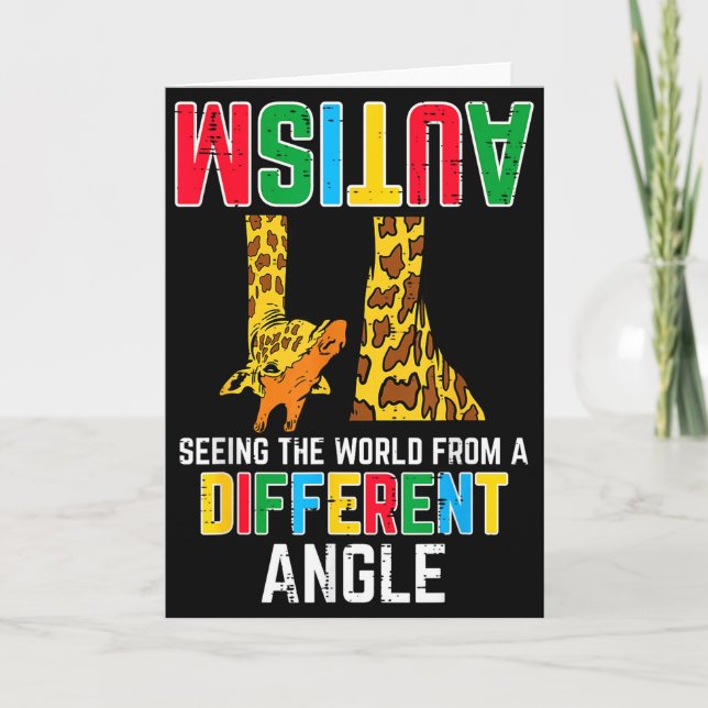 Giraffe Autism Seeing World Different Angle Awaren Card (Front)