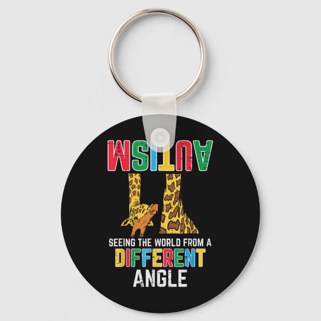 Giraffe Autism Seeing World Different Angle Key Ring (Front)
