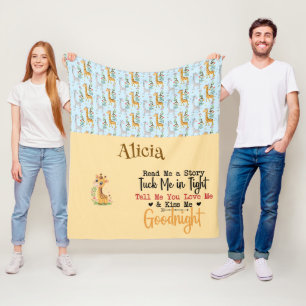 Giraffe Baby Bedtime Story Personalised Fleece Blanket