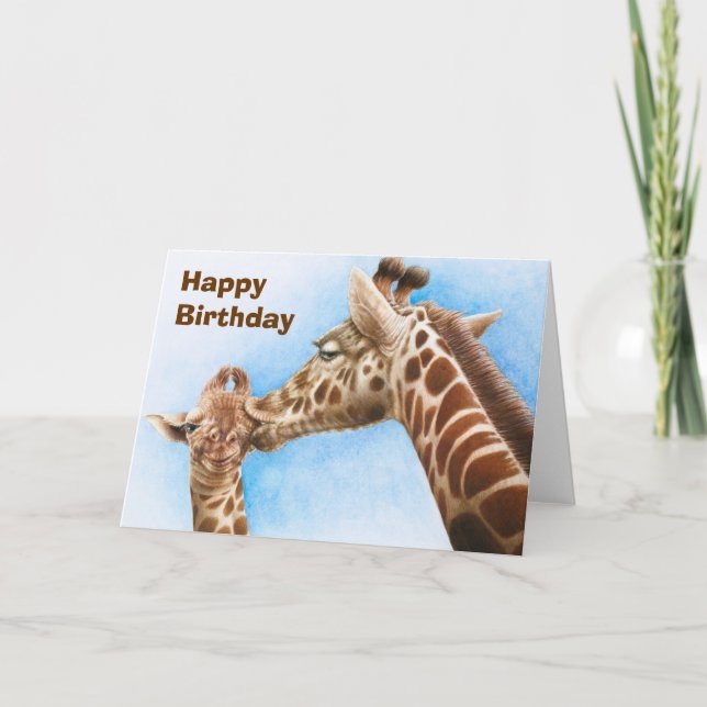 Giraffe & Baby Birthday Card (Front)
