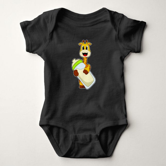 Giraffe Baby bottle Milk Baby Bodysuit (Front)