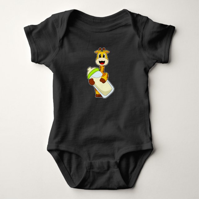 Giraffe Baby bottle Milk Bodysuit (Front)