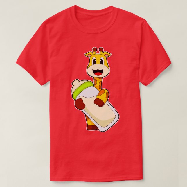 Giraffe Baby bottle Milk T-Shirt (Design Front)