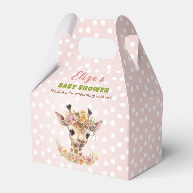 Giraffe Baby Girl Shower Wild One Girly Safari Favour Box (Front Side)