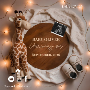 giraffe baby reveal pregnancy announcement card