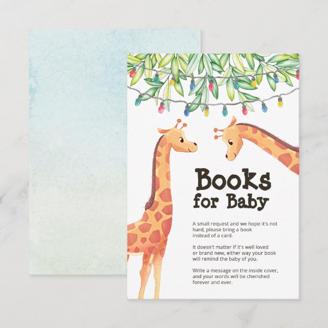 Giraffe Baby Shower Book Request Enclosure Card (Front/Back)