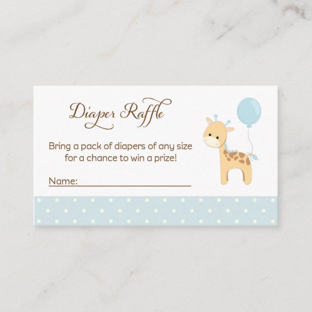 Giraffe Baby Shower Diaper Raffle Tickets Enclosure Card (Front)