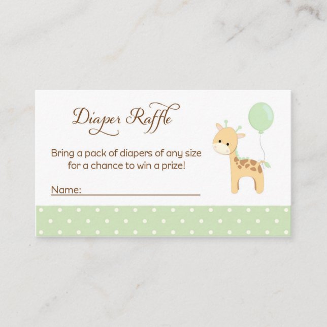 Giraffe Baby Shower Diaper Raffle Tickets Enclosure Card (Front)