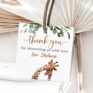 Giraffe baby shower favour sticker