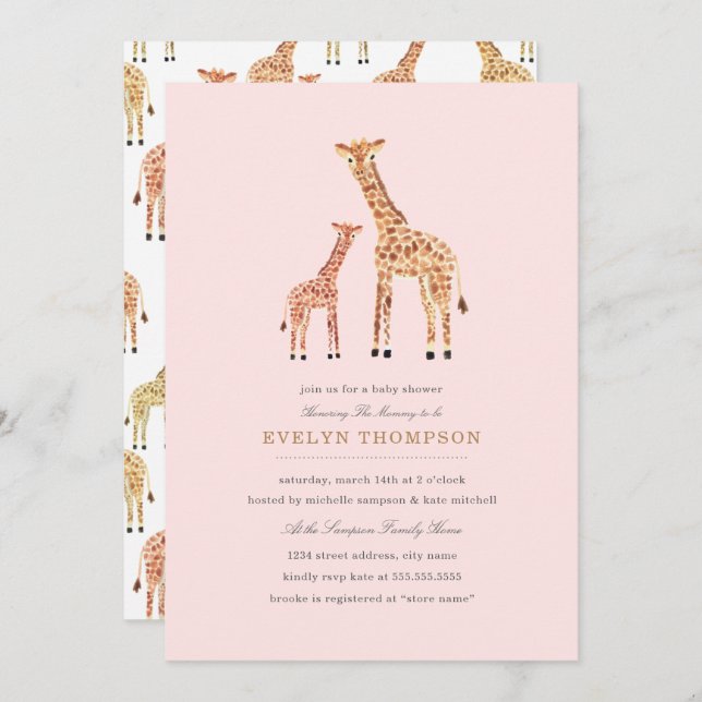 Giraffe Baby Shower Invitation (Front/Back)