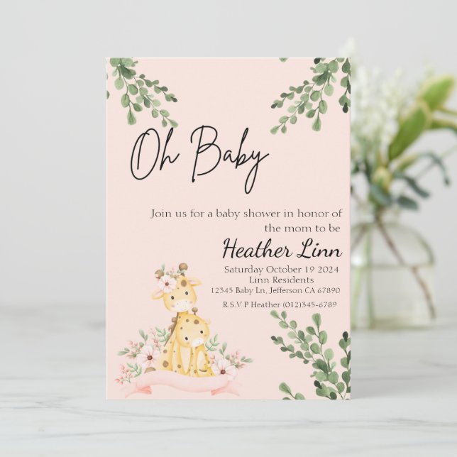 Giraffe Baby Shower Invitation (Standing Front)